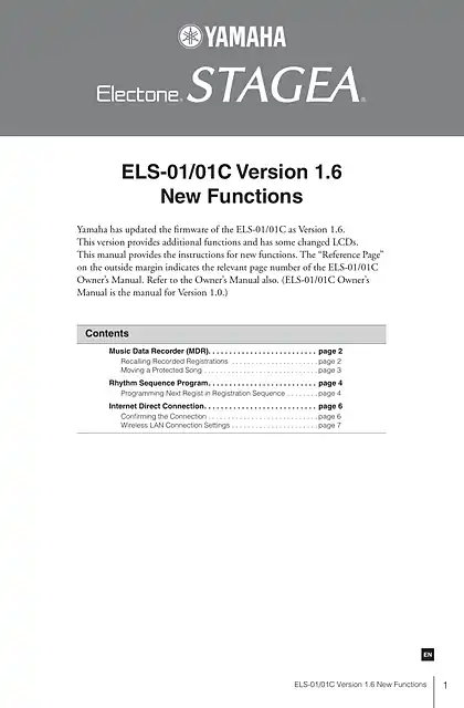 yamaha雅马哈ELS-01_01C  Version 1.6 New Functions